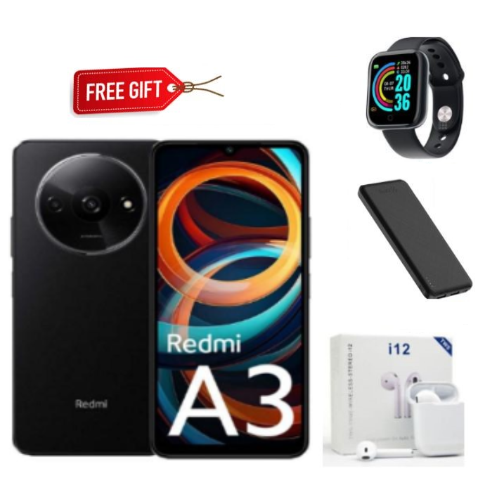 BLACK NOVEMBER OFFERS!! XIAOMI Redmi A3 6.71" 128GB+4GB 4G Network 5000mAh Battery 8MP AI Camera 10W Fast Charging Fingerprint Sensor Android 14 Smart Phones+FREEBIES