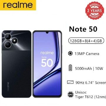 FLASH SALE DEALS!! Brand New realme Note 50 6.74" 90Hz 128GB ROM + 8(4+4)GB RAM Unisoc Tiger T612 Type-C 3-Card Slot Smart Phones Side Fingerprint phone