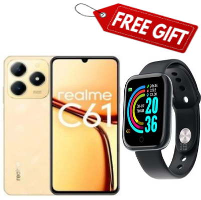 FLASH SALE DEALS!!!! Realme C61 128GB+6GB 90Hz 6.74'' 50MP 7.84mm Thickness 5000mAh IP54 Waterproof Android 14 Type-C Dual Sim Smart Phones Face and Fingerprint Unlock phone+SMARTWATCH