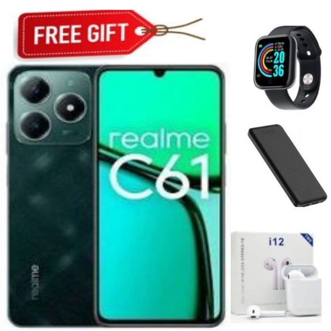 CLEARANCE OFFER!!! Realme C61 128GB+6GB 90Hz 6.74'' 50MP 7.84mm Thickness 5000mAh IP54 Waterproof Android 14 Type-C Dual Sim Smart Phones Face and Fingerprint Unlock phone+FREEBIES