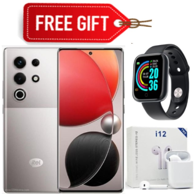 LIMITED OFFER!!! Itel S25 Ultra 6.78'' AMOLED Display, 8GB RAM + 256GB ROM, 50MP Camera, 5000 mAh Battery - Meteor Titanium Smartphones+ Free Smartwatch+Earpods