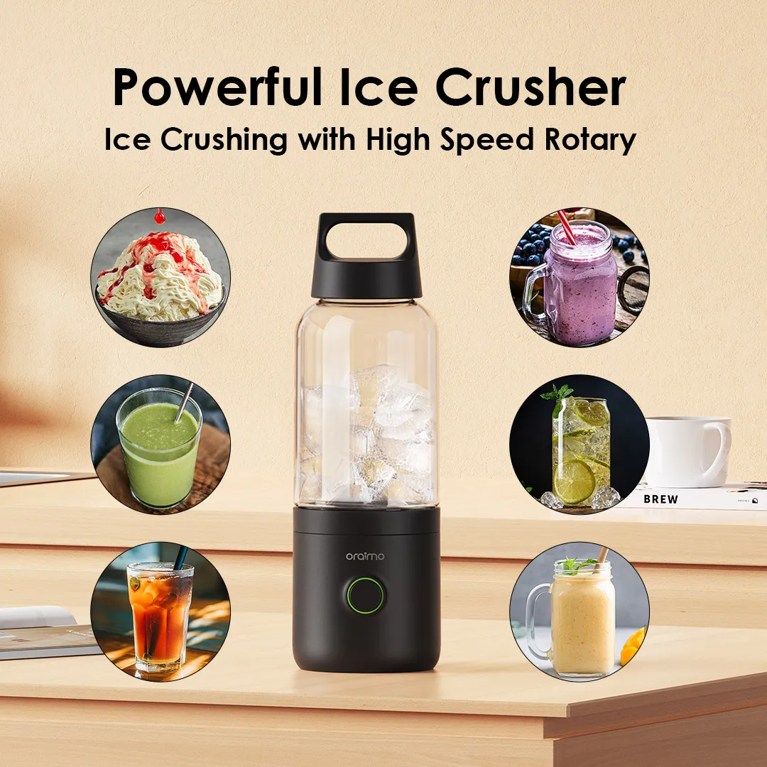 LIMITED TIME OFFER!! Oraimo SmartBlender Go 500ML Portable Blender -Lightweight & Portable Design, Sharp Blades, Powerful Motors, Ice Crushing, 4000mAh Capacity Battery, Impact Resistant - Blenders