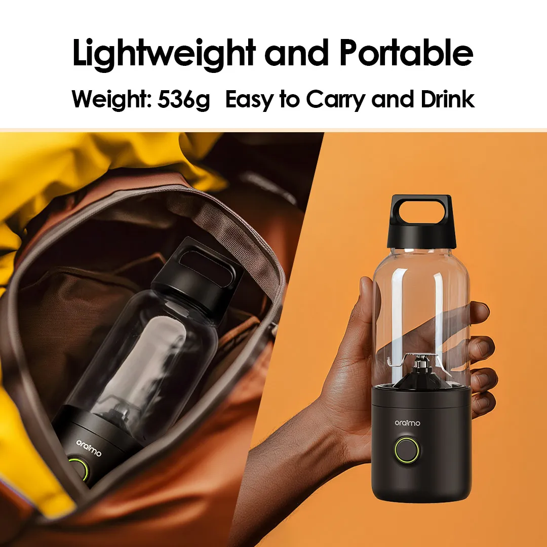 LIMITED TIME OFFER!! Oraimo SmartBlender Go 500ML Portable Blender -Lightweight & Portable Design, Sharp Blades, Powerful Motors, Ice Crushing, 4000mAh Capacity Battery, Impact Resistant - Blenders