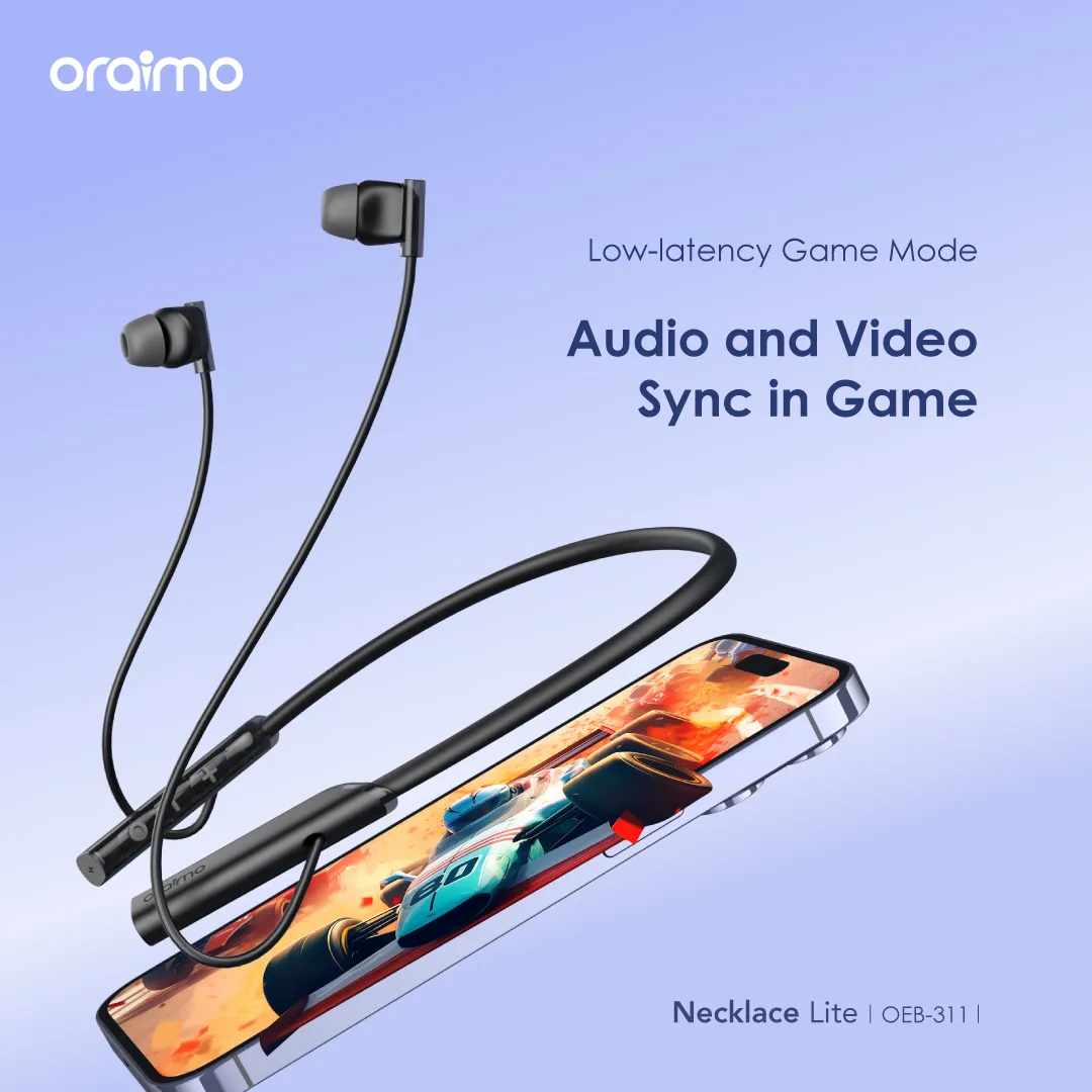 DISCOUNTED OFFER!! Oraimo OEB-311 Necklace Lite Call Vibration Wireless Headphones -30Hr Playtime,Vibration Notifications,Dual-device Connectivity,Oraimo Sound App,10m Range,220mAh Battery- Headphones