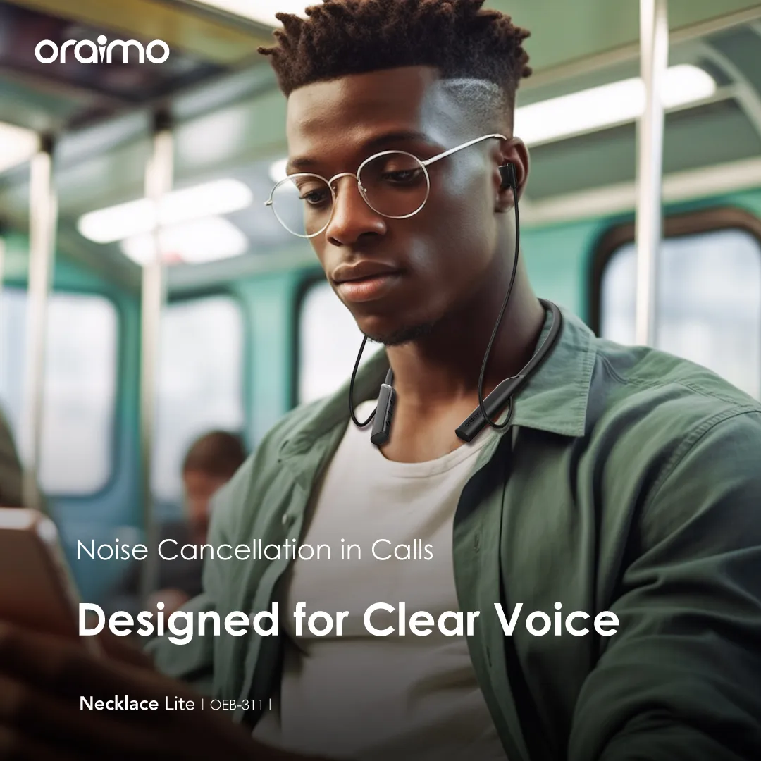 DISCOUNTED OFFER!! Oraimo OEB-311 Necklace Lite Call Vibration Wireless Headphones -30Hr Playtime,Vibration Notifications,Dual-device Connectivity,Oraimo Sound App,10m Range,220mAh Battery- Headphones