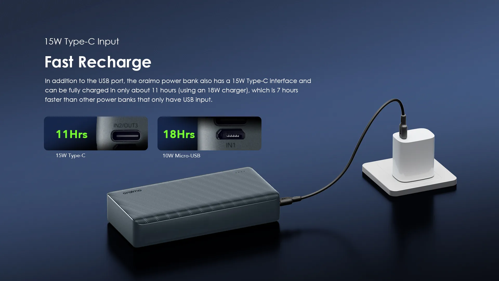 DISCOUNTED OFFER!! Oraimo PowerBox 300 30000mAh Power Bank(OPB-P300Q)- 15W, Type-C IN & OUT, LED Torch, 3A Fast Charging, Multi-Protection Safety System, Dual Input, Triple Output - Power Banks