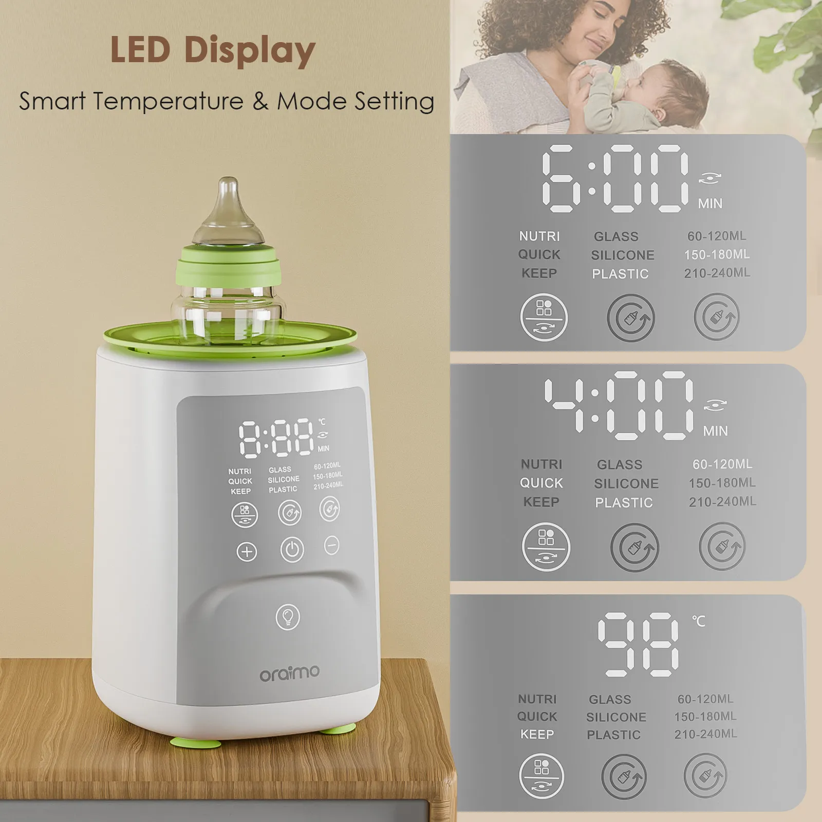 LIMITED OFFER!! Oraimo 3-in-1 Smart Baby Bottle-Warmer -Shaker, Warmer & Sterilizer,24-Hr Constant Temp Control,Perfect for Night Feeding, Touch Control,Compatible with All Bottle Sizes -Bottle Warmer