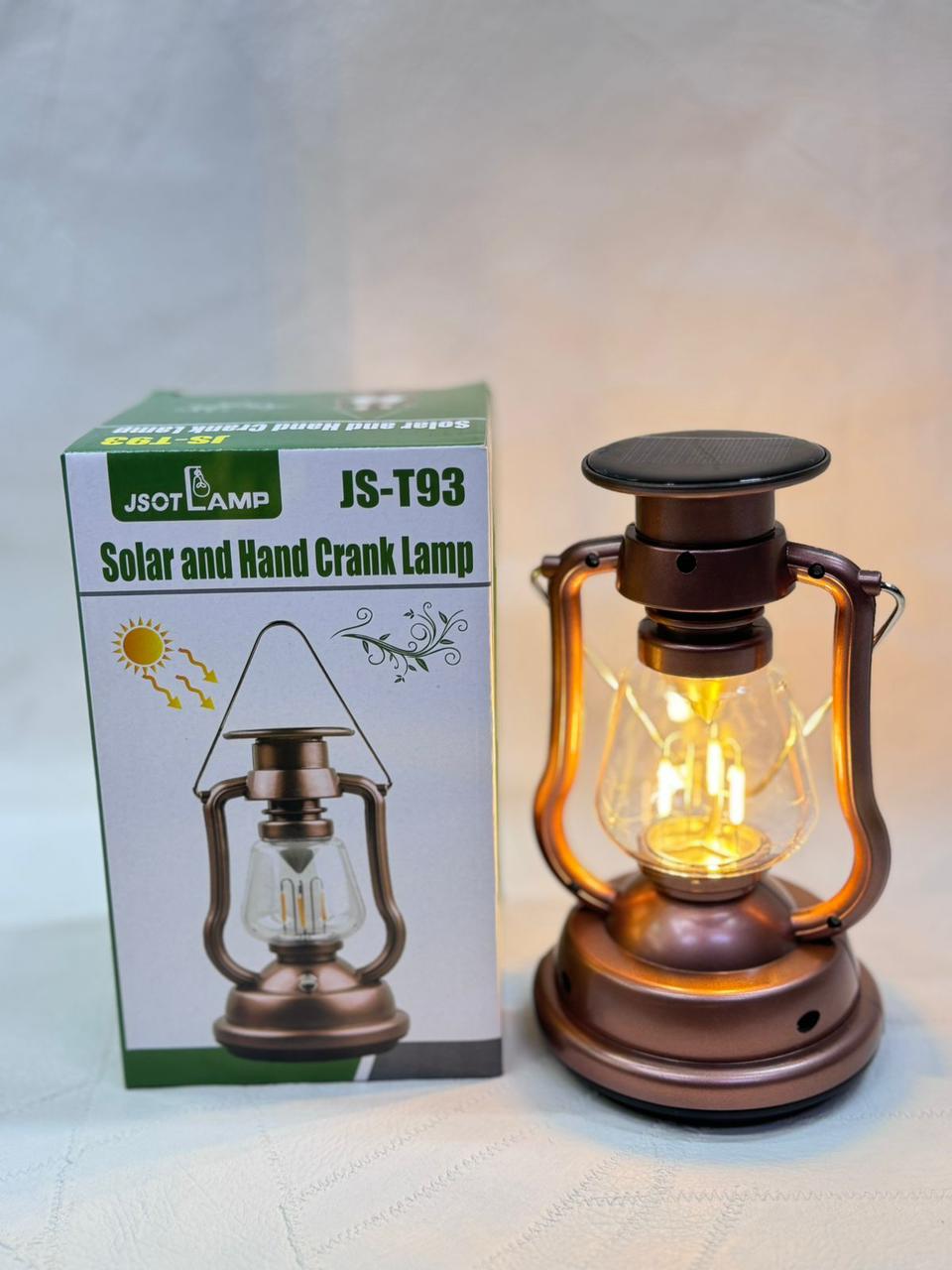DISCOUNTED OFFER!! Solar & Hand Crank Lamp (JS-T93) -Warm White Light, Portable, Easy to Operate, Indoor/Outdoor, 6 Hr Lighting - Lanterns