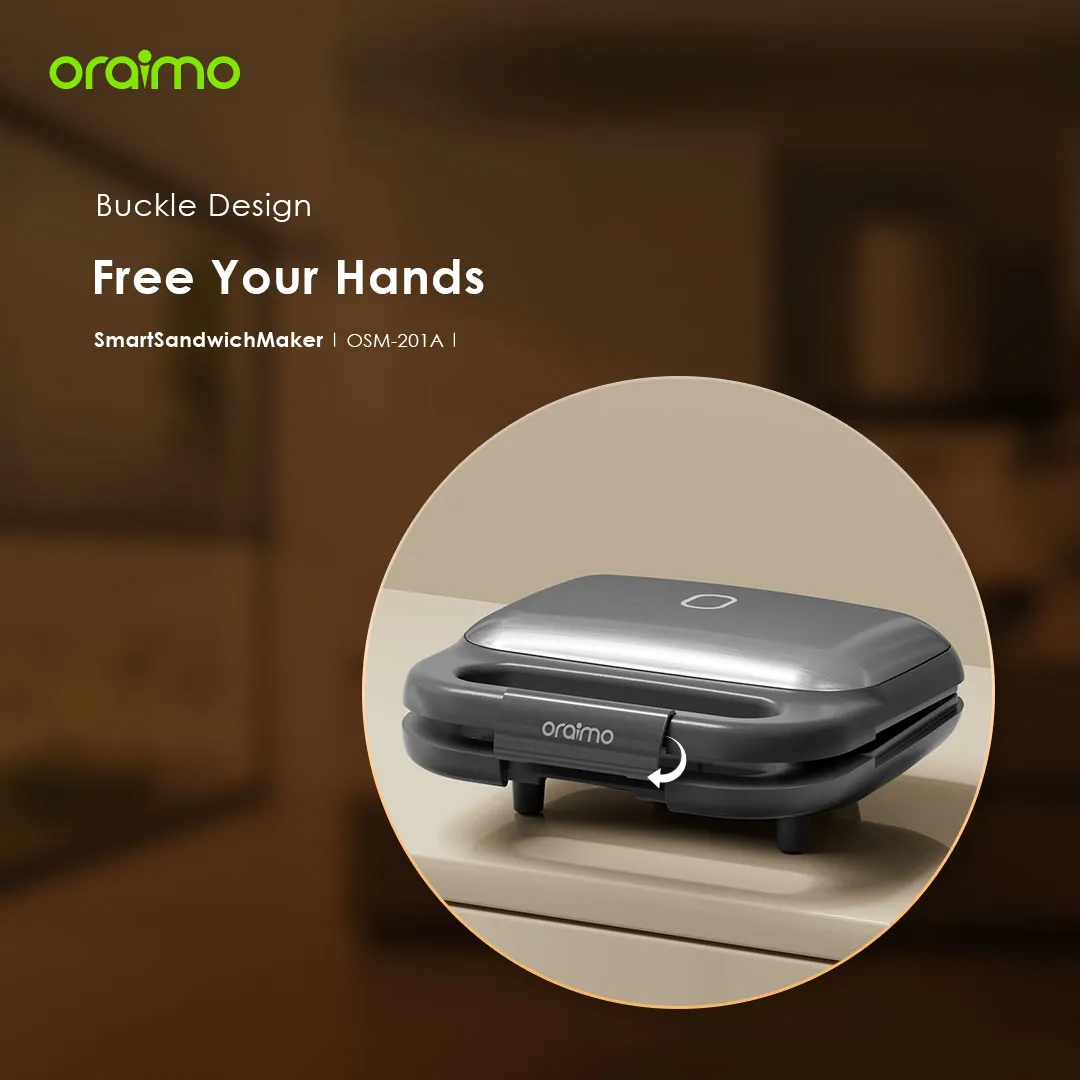 SPECIAL OFFER!! Oraimo Smart Sandwich Maker -750W Fast Toast,  Non-stick Coating, Smart Temperature Control, Heat-resistant Handle, Non-Slip & Buckle Design - Sandwich Makers