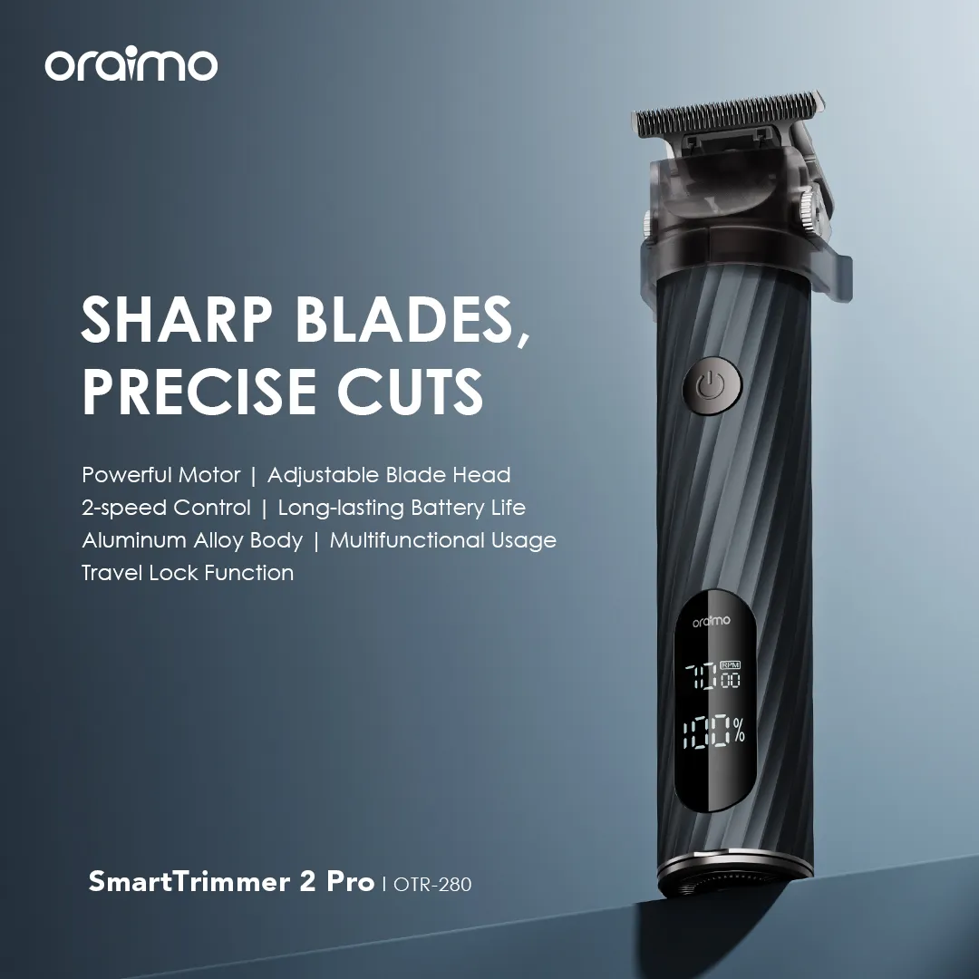 SPECIAL OFFER!! Oraimo SmartTrimmer 2 Pro -7000RPM, Adjustable Blade Head, 2.5 hrs Runtime, Self-sharpening Blades, 2-Speed Control, Aluminium Alloy Body, Travel Lock Function - Shavers/Clippers
