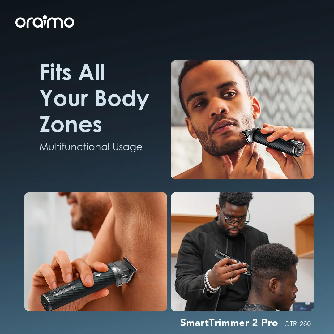 SPECIAL OFFER!! Oraimo SmartTrimmer 2 Pro -7000RPM, Adjustable Blade Head, 2.5 hrs Runtime, Self-sharpening Blades, 2-Speed Control, Aluminium Alloy Body, Travel Lock Function - Shavers/Clippers
