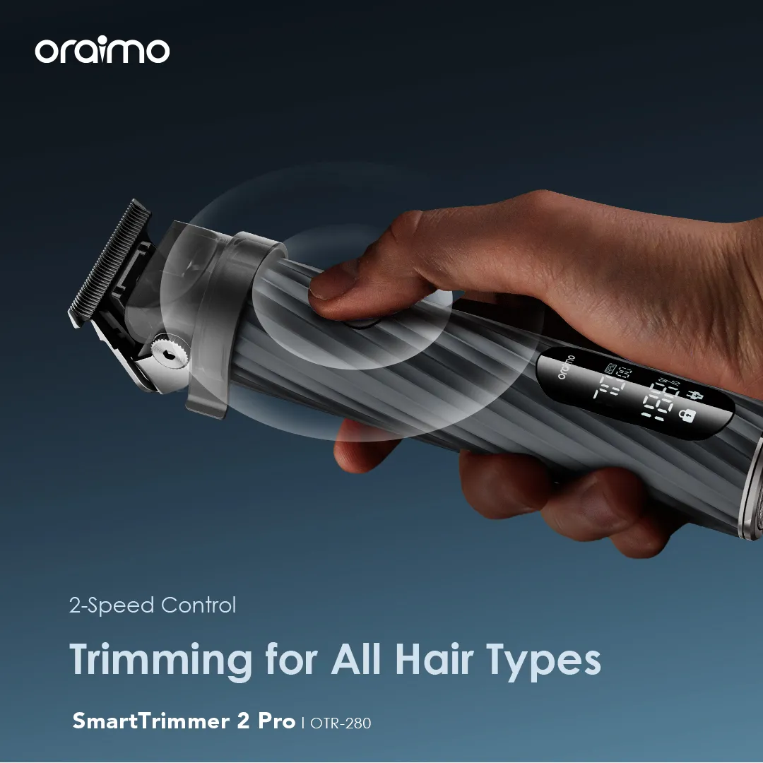 SPECIAL OFFER!! Oraimo SmartTrimmer 2 Pro -7000RPM, Adjustable Blade Head, 2.5 hrs Runtime, Self-sharpening Blades, 2-Speed Control, Aluminium Alloy Body, Travel Lock Function - Shavers/Clippers