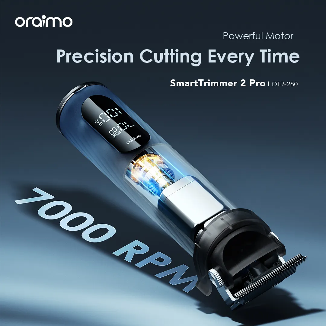 SPECIAL OFFER!! Oraimo SmartTrimmer 2 Pro -7000RPM, Adjustable Blade Head, 2.5 hrs Runtime, Self-sharpening Blades, 2-Speed Control, Aluminium Alloy Body, Travel Lock Function - Shavers/Clippers