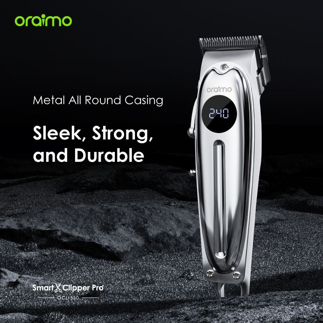 Tech Week Sales!!!Oraimo Smart Clipper Pro OPC-CL30; Adjustable Blades, Super Powerful Motor, 240-minute Runtime, LED Screen Display, 8 Guided Combs, Durable Metal Casing - Clippers/Shavers