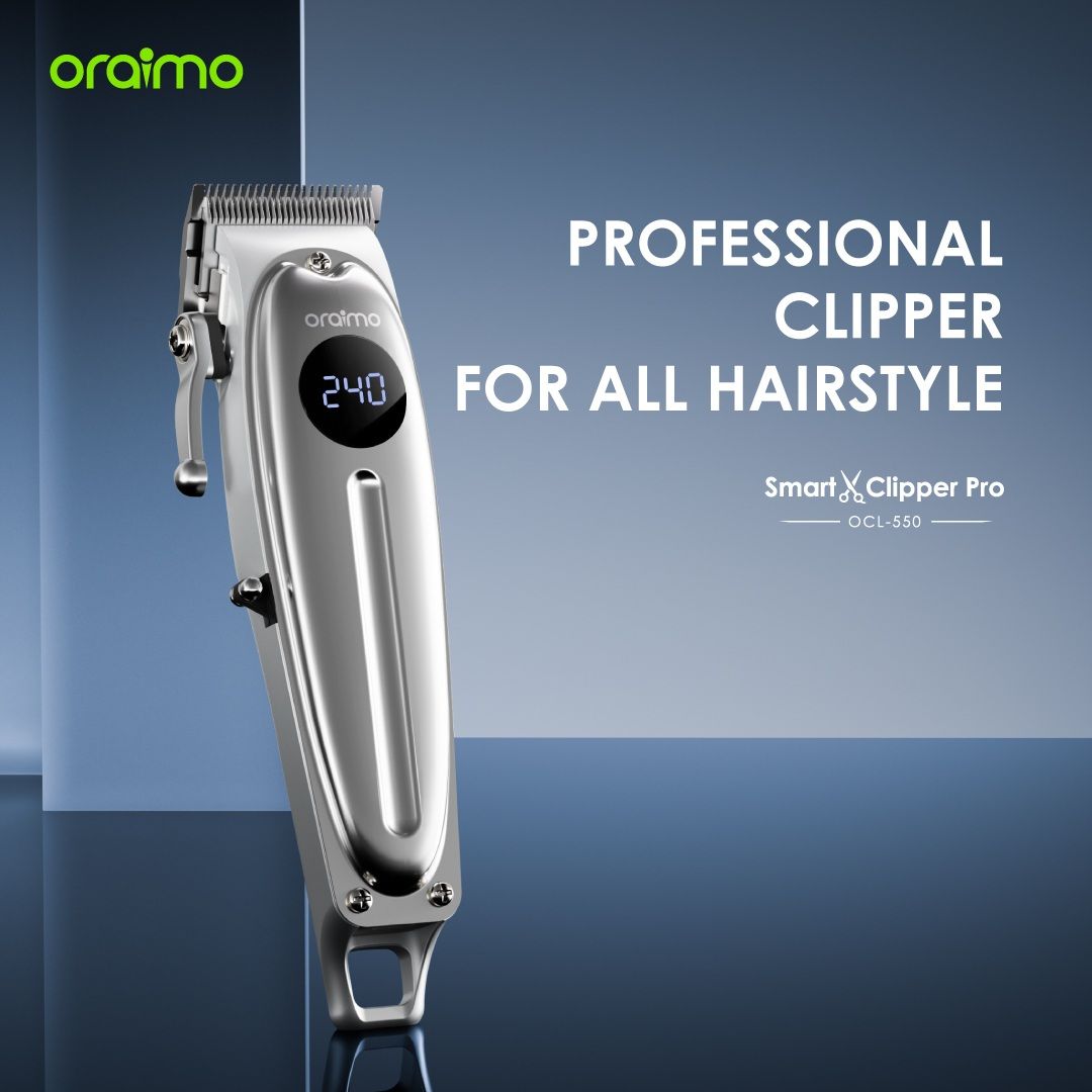 Tech Week Sales!!!Oraimo Smart Clipper Pro OPC-CL30; Adjustable Blades, Super Powerful Motor, 240-minute Runtime, LED Screen Display, 8 Guided Combs, Durable Metal Casing - Clippers/Shavers