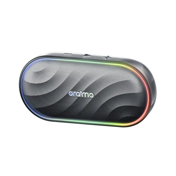 LIMITED OFFER!! Oraimo SpaceBox Bluetooth Speaker -8W, FM/USB/TF/AUX Support, Powerful Booming Bass, Personalized Light Show, PlaytimeBoost Mode,  Custom EQ Settings, Multiple Play Modes - Speakers