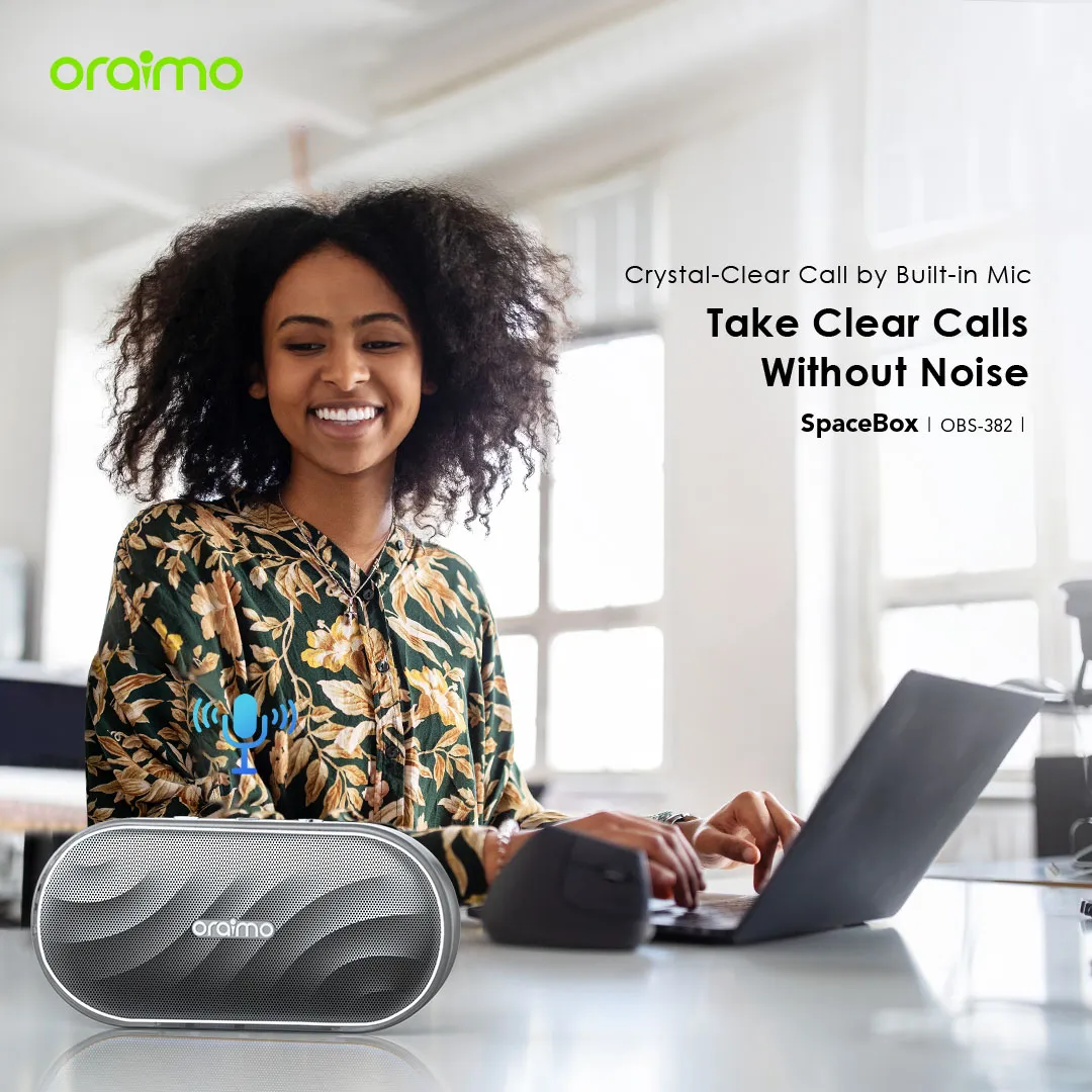 LIMITED OFFER!! Oraimo SpaceBox Bluetooth Speaker -8W, FM/USB/TF/AUX Support, Powerful Booming Bass, Personalized Light Show, PlaytimeBoost Mode,  Custom EQ Settings, Multiple Play Modes - Speakers