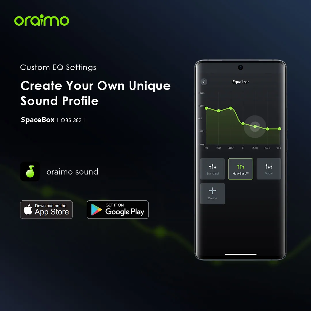 LIMITED OFFER!! Oraimo SpaceBox Bluetooth Speaker -8W, FM/USB/TF/AUX Support, Powerful Booming Bass, Personalized Light Show, PlaytimeBoost Mode,  Custom EQ Settings, Multiple Play Modes - Speakers