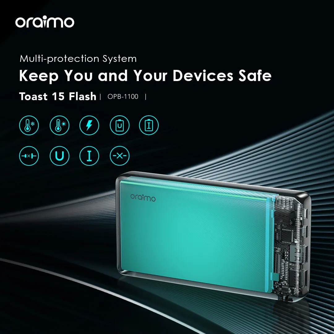 LIMITED OFFER!! Oraimo 10000mAh, Fast Charging, Type-C In & Out,  Wide Compatibility, Multi-Protection Safety System - Power Banks+FREE CHARGER