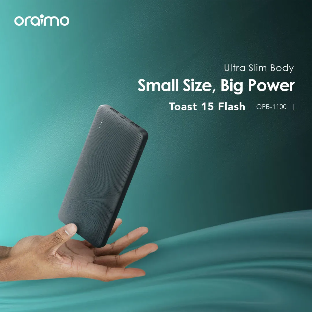 LIMITED OFFER!! Oraimo 10000mAh, Fast Charging, Type-C In & Out,  Wide Compatibility, Multi-Protection Safety System - Power Banks+FREE CHARGER