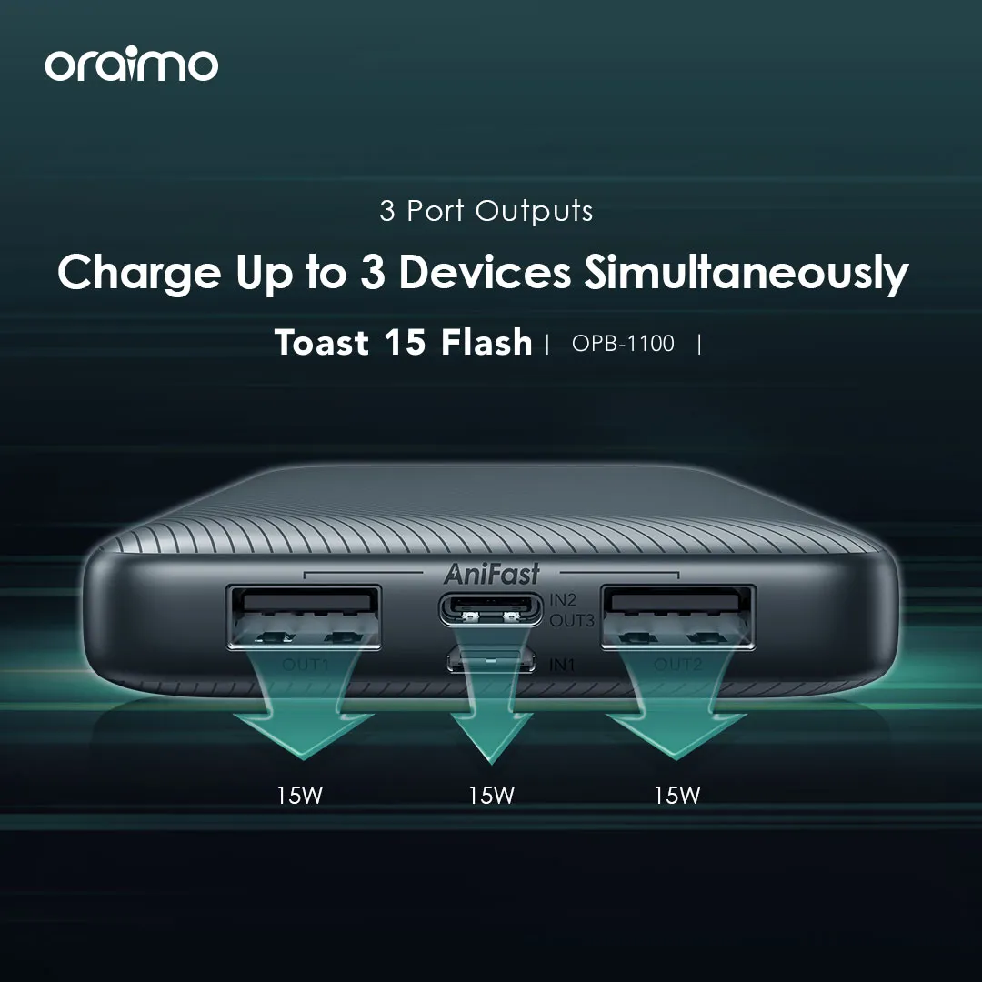 LIMITED OFFER!! Oraimo 10000mAh, Fast Charging, Type-C In & Out,  Wide Compatibility, Multi-Protection Safety System - Power Banks+FREE CHARGER