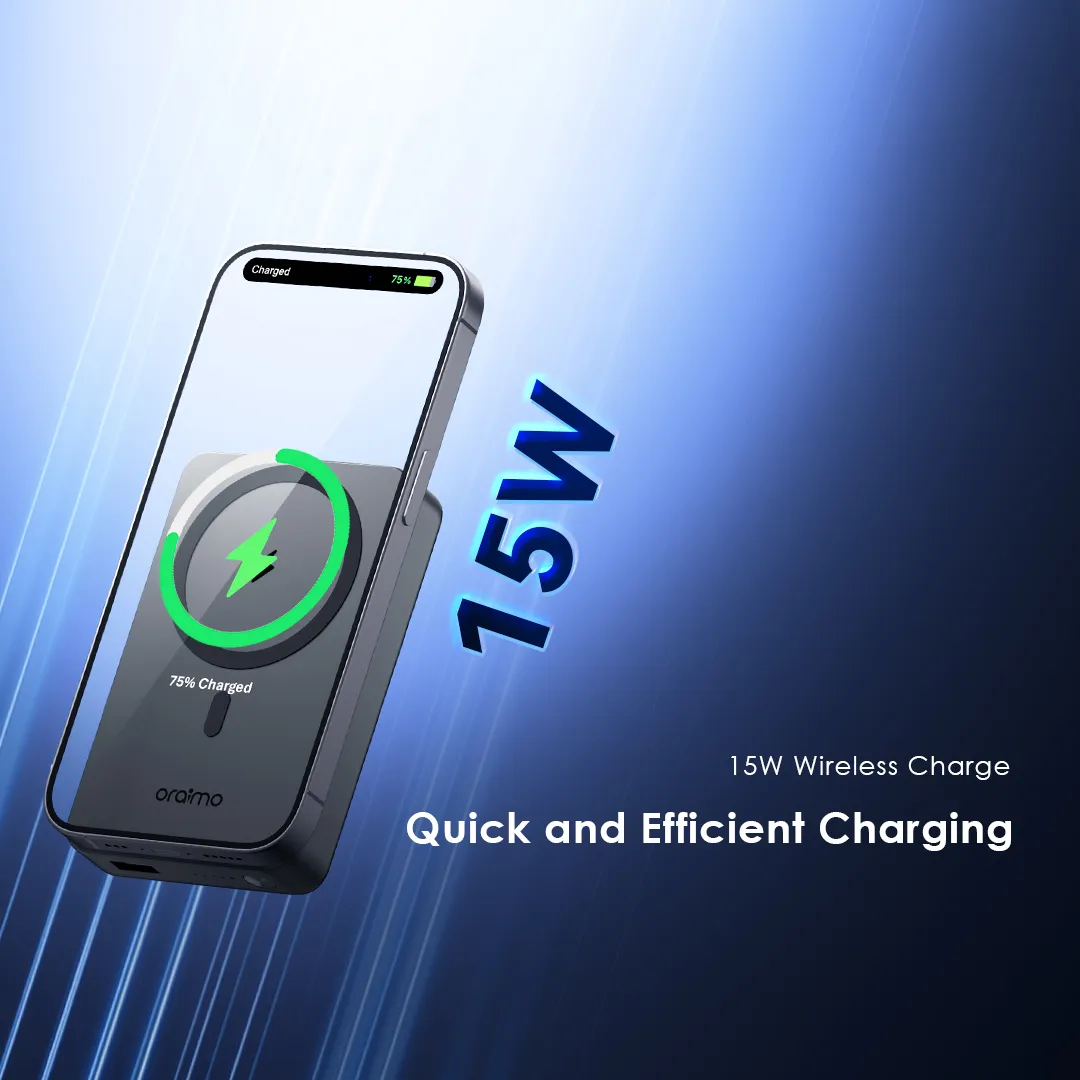 SPECIAL OFFER!! Oraimo MagPower 15 10000mAh Wireless and Wired Power Bank -15W Wireless & 22.5W Wired Charging,Foldable Stand,Wide Compatibility(iOS 12/13/14/15),Strong Magnetic Attachment -Power Bank