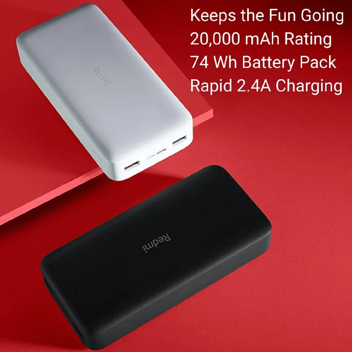 CLEARANCE OFFER!! MI 20000mAh XIAOMI Redmi Powerbank -74Wh,18W,3.6A, Rapid Charging,Dual USB Outputs(2 Devices at Once),Micro-USB & Type-C Input,Portable Travel Charger for iOS & Android -Power Banks
