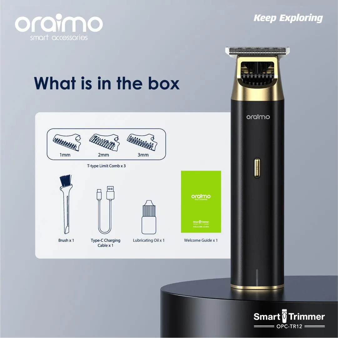 TECH WEEK SALES!! Oraimo OPC-TR12 Smart Trimmer 2 -High-performance Motor, Long-lasting Battery, Adjustable Speed, Multi-functional Usage, Travel Lock, Durable Blades - Clippers/Shavers