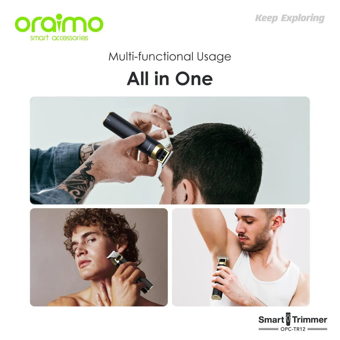 TECH WEEK SALES!! Oraimo OPC-TR12 Smart Trimmer 2 -High-performance Motor, Long-lasting Battery, Adjustable Speed, Multi-functional Usage, Travel Lock, Durable Blades - Clippers/Shavers