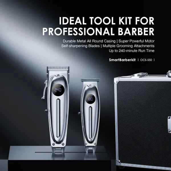 SPECIAL OFFER!! Oraimo Professional Smart Barber Kit -Super Powerful Motor, Multi-functional Usage, Self-sharpening and Adjustable Blades, AniFast™ Fast Charging, Upto 4 Hr Runtime - Shavers/Clippers