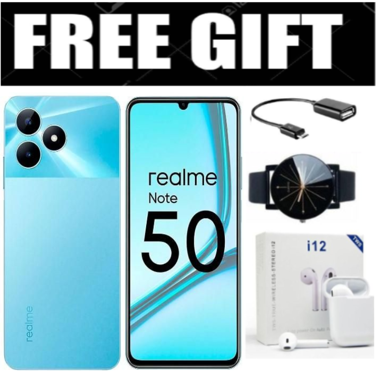 FLASH SALE DEALS!!!  Brand New realme Note 50 6.74" 90Hz 128GB ROM + 8(4+4)GB RAM Unisoc Tiger T612 Type-C 3-Card Slot Smart Phones Side Fingerprint phone+Free Gifts