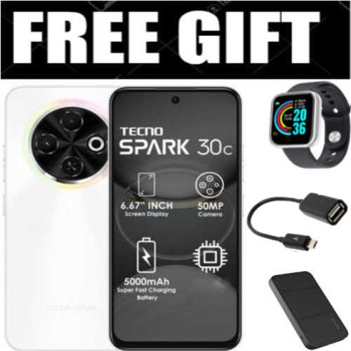 LIMITED OFFER!!!  BRANDNEW Tecno Spark 30C 6.67'' HD+ Screen UP to 8GB RAM + 128GB ROM Dual Sim 50MP 5000 mAh Battery Capacity Smart phone+FREE GIFTS