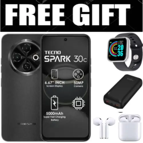 FLASH SALE DEALS!!!  TECNO SPARK 30C 128GB +8(4+4)GB 120Hz 6.6" Dynamic Port 50MP Dual Speakers 7.8mm Ultra Slim 5000mAh 18W Type-C Dual SIM 4G Smart Phones Side Fingerprint phone+FREEBIES