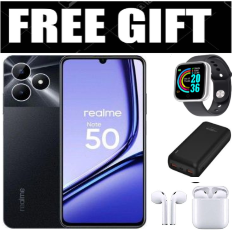 LIMITED TIME DEALS!! Brand New realme Note 50 6.74" 90Hz 128GB ROM + 8(4+4)GB RAM Unisoc Tiger T612 Type-C 3-Card Slot Smart Phones Side Fingerprint phone+FREEBIES