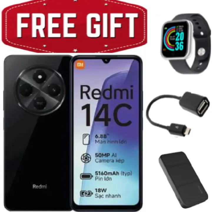 TECH WEEK DEALS!!!!  XIAOMI Redmi 14C 256GB Storage Upto 16(8+8)GB Ram 50MP AI Dual Camera Immersive 6.88" UHD Display Upto 120Hz Refresh Rate Dual Sim 5160mAh-Smart Phone+POWERBANK+EARPODS