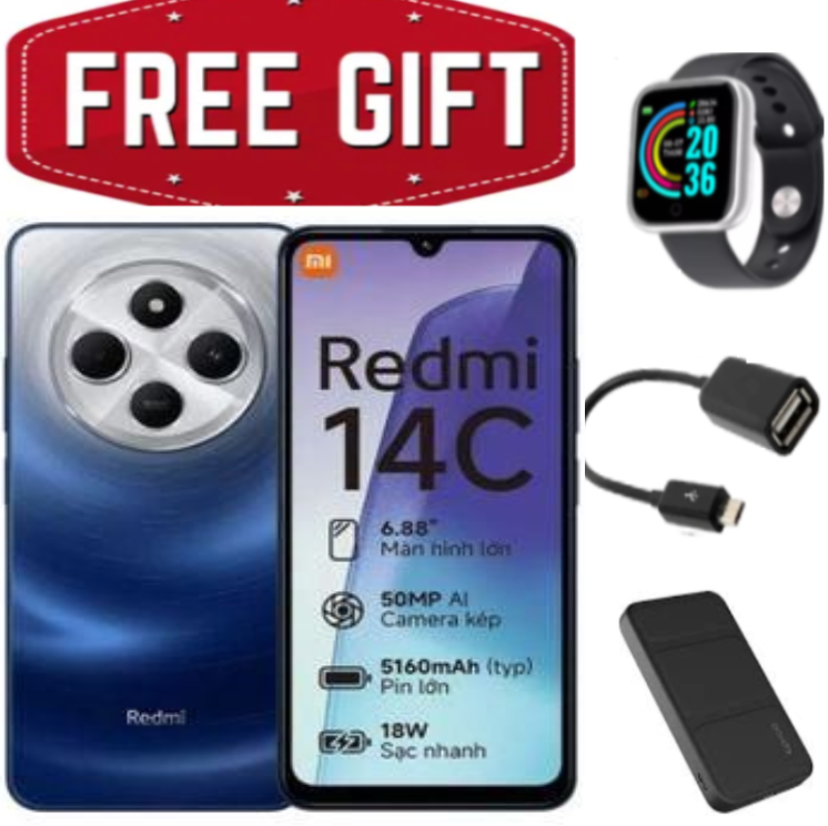 TECH WEEK DEALS!!!!  XIAOMI Redmi 14C 256GB Storage Upto 16(8+8)GB Ram 50MP AI Dual Camera Immersive 6.88" UHD Display Upto 120Hz Refresh Rate Dual Sim 5160mAh-Smart Phone+POWERBANK+EARPODS