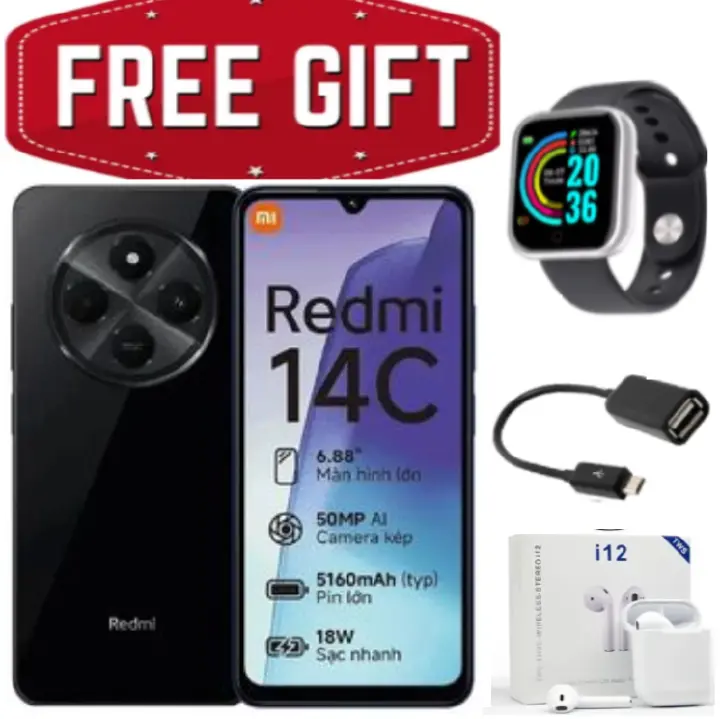 LIMITED TIME DEALS!!!  XIAOMI Redmi 14C 256GB Storage Upto 16(8+8)GB Ram 50MP AI Dual Camera Immersive 6.88" UHD Display Upto 120Hz Refresh Rate Dual Sim 5160mAh (typ) Battery, Smart Phone+FREE GIFTS