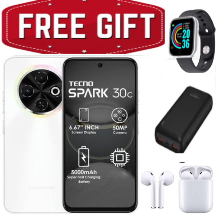 FLASH SALE DEALS!!!  BRANDNEW Tecno Spark 30C 6.67'' HD+ Screen UP to 8GB RAM + 128GB ROM Dual Sim 50MP 5000 mAh Battery Capacity Smart phone+ FREEBIES