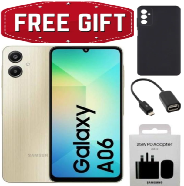 FLASH SALE OFFERS!!!Samsung Galaxy A06, 6.7'' Display, 4GB RAM + 128GB ROM (Dual Sim) 50MP Camera, 5000mAh - Smartphone+Adapter+Cover