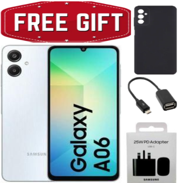 FLASH SALE OFFERS!!!Samsung Galaxy A06, 6.7'' Display, 4GB RAM + 128GB ROM (Dual Sim) 50MP Camera, 5000mAh - Smartphone+Adapter+Cover