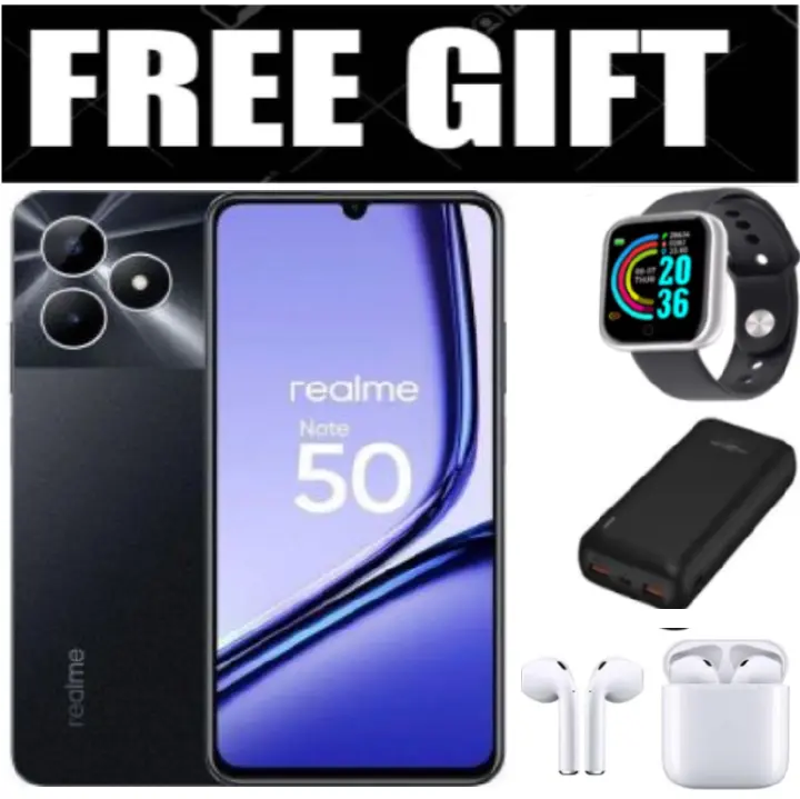 FLASH SALE DEALS!!!  Brand New realme Note 50 6.74" 90Hz 256GB ROM + 8(4+4)GB RAM Unisoc Tiger T612 Type-C 3-Card Slot Side Fingerprint Smart Phones phone+Free Smartwatch+Earbuds+Powerbank
