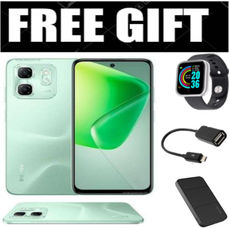 FLASH SALE DEALS!!! INFINIX HOT 50i 6GB RAM+128GB ROM Storage 6.7" display,120Hz refresh rate,4G Dual Sim 18W Fast charge+5000mAh Battery, 48MP camera, Android 14 Smartphone+FREE Smartwatch+Powerbank