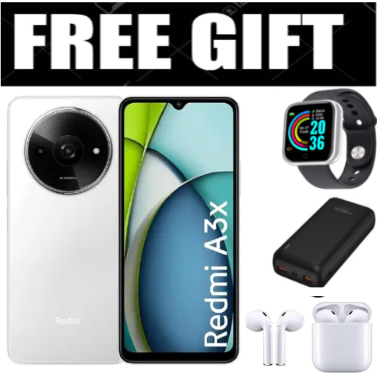 DISCOUNTED OFFER!!! XIAOMI Redmi A3X 6.71" 64GB+3GB RAM 4G Network 5000mAh Battery 8MP AI Camera 10W Fast Charging Fingerprint Sensor Android 14 Smart Phones+FREE GIFTS