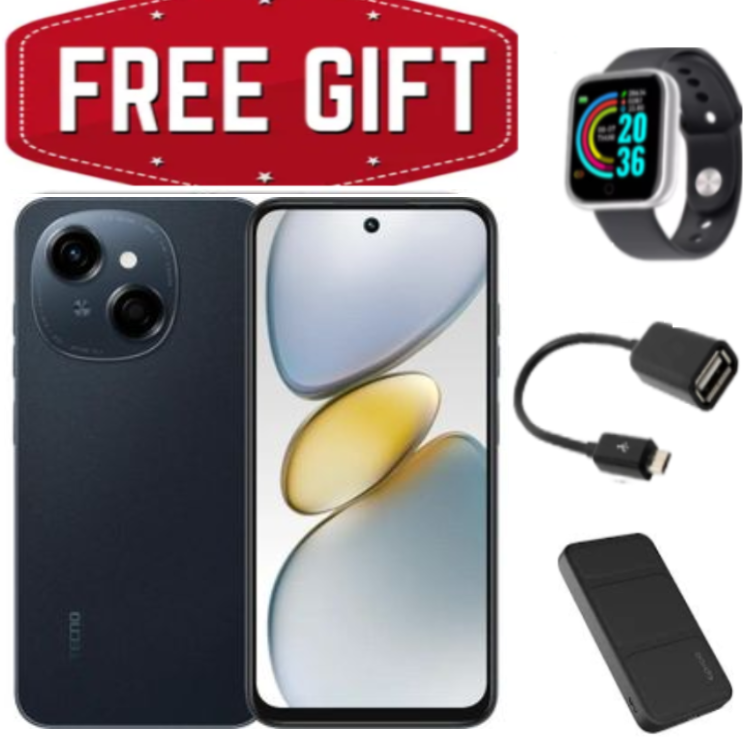 FLASH SALE DEALS!!! TECNO POP 9 128GB + 6(3+3)GB 4.5G Fast Network 6.6" 120Hz Dual Speakers IP54 Waterproof 13MP 5000mAh Type-C Android 14 Dual SIM Smart Phones+Smartwatch+Powerbank
