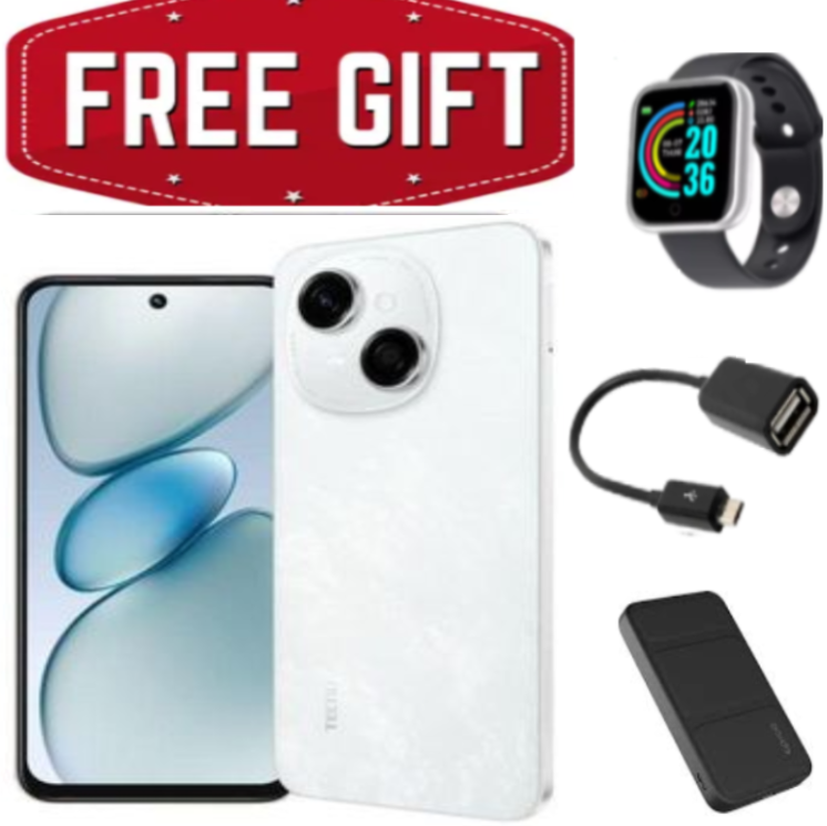 FLASH SALE DEALS!!! TECNO POP 9 128GB + 6(3+3)GB 4.5G Fast Network 6.6" 120Hz Dual Speakers IP54 Waterproof 13MP 5000mAh Type-C Android 14 Dual SIM Smart Phones+Smartwatch+Powerbank