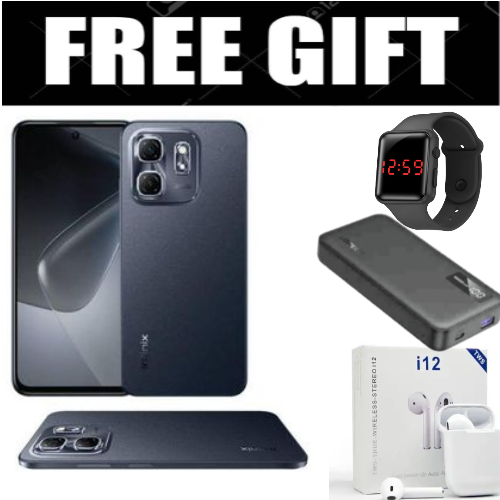 FLASH SALE DEALS!!! INFINIX HOT 50i 6GB RAM+128GB ROM Storage 6.7" display,120Hz refresh rate,4G Dual Sim 18W Fast charge+5000mAh Battery, 48MP, Android 14 Smartphone+FREE Smartwatch+Powerbank+LED