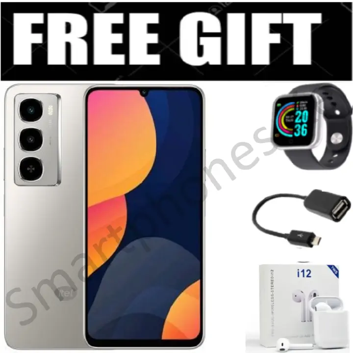NEW ARRIVALS!! Itel CITY 100 , 6.75" Inch Display, IP64, (6+12)GB RAM + 128 GB ROM, 5200mAh, Side Mounted Fingerprint - Meteor Titanium +FREE Smart Watch, OTG, i12