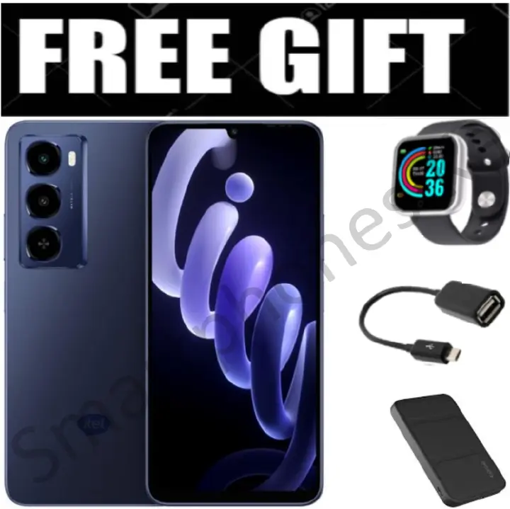 NEW ARRIVALS!! Itel CITY 100 , 6.75" Inch Display, IP64, (6+12)GB RAM + 128 GB ROM, 5200mAh, Side Mounted Fingerprint - Navy Blue +FREE Smart Watch, OTG, Power Bank