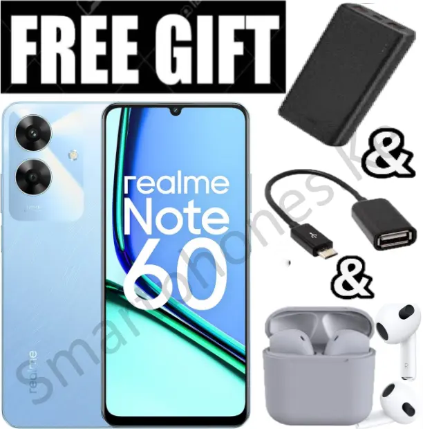 NEW ARRIVALS!! Realme Note 60- 6.74 Inch IPS LCD Display, 3+64GB RAM, 5000mAh, Android 14, Fingerprint (side-mounted), 32MP Rear & 5MP Front Camera, Dual SIM, 10W Fast Charging +FREE GIFTS