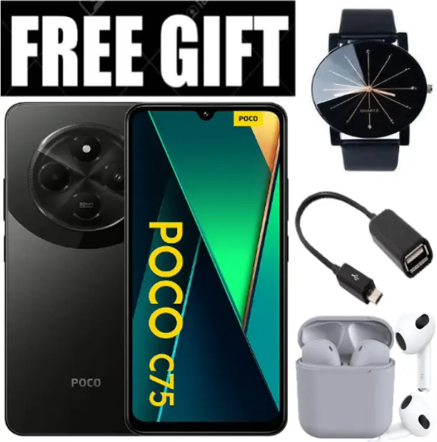 LIMITED OFFER! BRAND NEW Xiaomi Redmi POCO C75, 6.88" display , 128GB+6GB RAM/256GB+8GB RAM Storage  (Dual SIM), 5160mAh battery Smart Phones Mobile Phone +FREE GIFTS